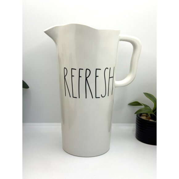Rae Dunn Artisan Collection By Magenta White Ceramic Pitcher "Refresh" - Picture 1 of 7